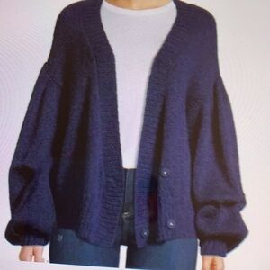 AG Amari Wool Mohair Blend Navy Cardigan Sweater XS